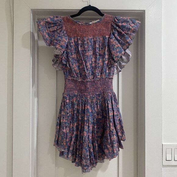 LoveShackFancy Marcella Ruffle Sleeve Floral Mini Dress - Picture 6 of 13